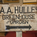 Lot 118 - Vintage Hand-Painted Wood Post Sign, "A.A. Hulley Greenhouse and Garden" With Directional Arrow, 55-1/8" H