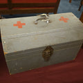 Lot 176 - Vintage Wooden First Aid Box with Red Cross Markings and Contents, 19" L