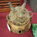 Lot 160 - Vintage Replica Chinese-Style Figural Lidded Vessel with Spout and Footed Base, 9" H