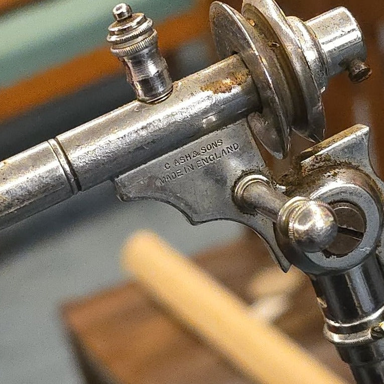 Antique Treadle-Powered Dental Drill with Flexible Handpiece, Manufactured by C. Ash & Sons, England