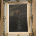 Lot 007 - Antique Framed Oil Painting on Canvas, Nocturnal Maritime Scene with Sailboat and Lighthouse, 18-3/4" W x 24-1/2" H