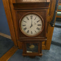 Lot 131 - Antique Walnut Wall Regulator Clock with Roman Numeral Dial and Pendulum, Modern Battery Clock Movement, 22-1/2" L x 49-1/4" H