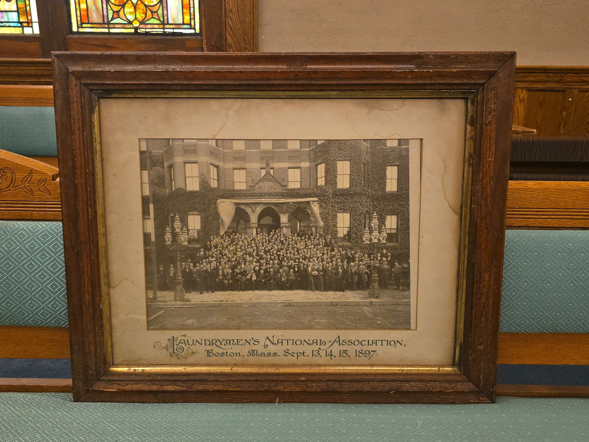 Antique Framed Laundrymen's National Association Group Photograph, Hotel Brunswick, Boston, Massachusetts, September 1897