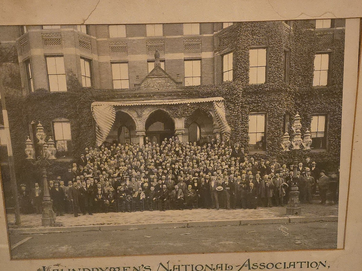 Antique Framed Laundrymen's National Association Group Photograph, Hotel Brunswick, Boston, Massachusetts, September 1897