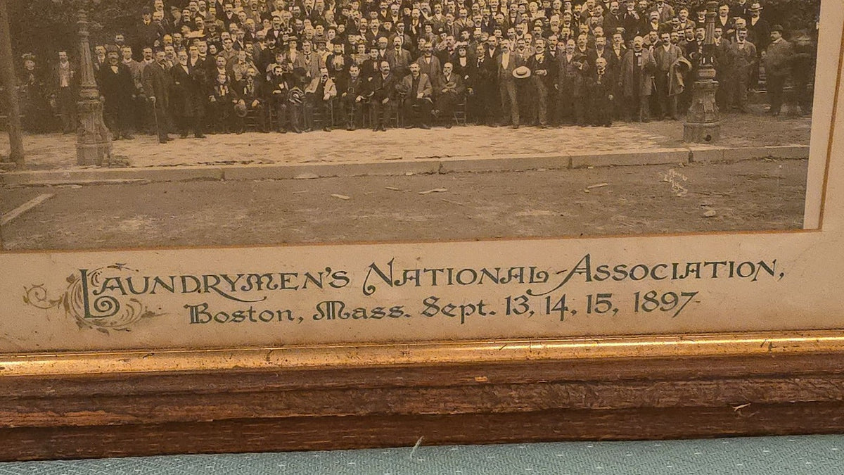Antique Framed Laundrymen's National Association Group Photograph, Hotel Brunswick, Boston, Massachusetts, September 1897