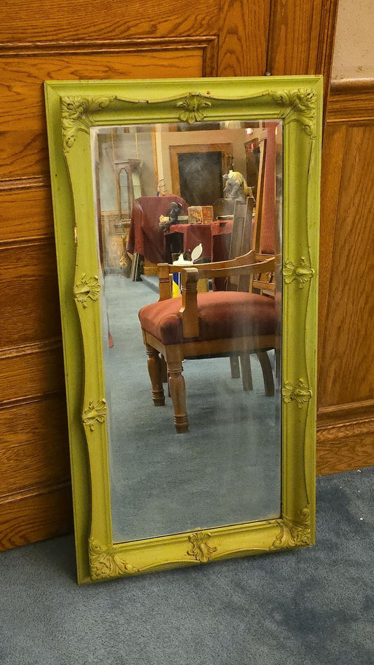 Vintage Painted Wall Mirror with Ornate Frame