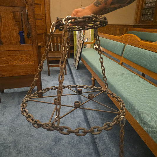 Modern Welded Chain Pentagram Hanging Candle Chandelier by Ryan Piccirillo, 2014
