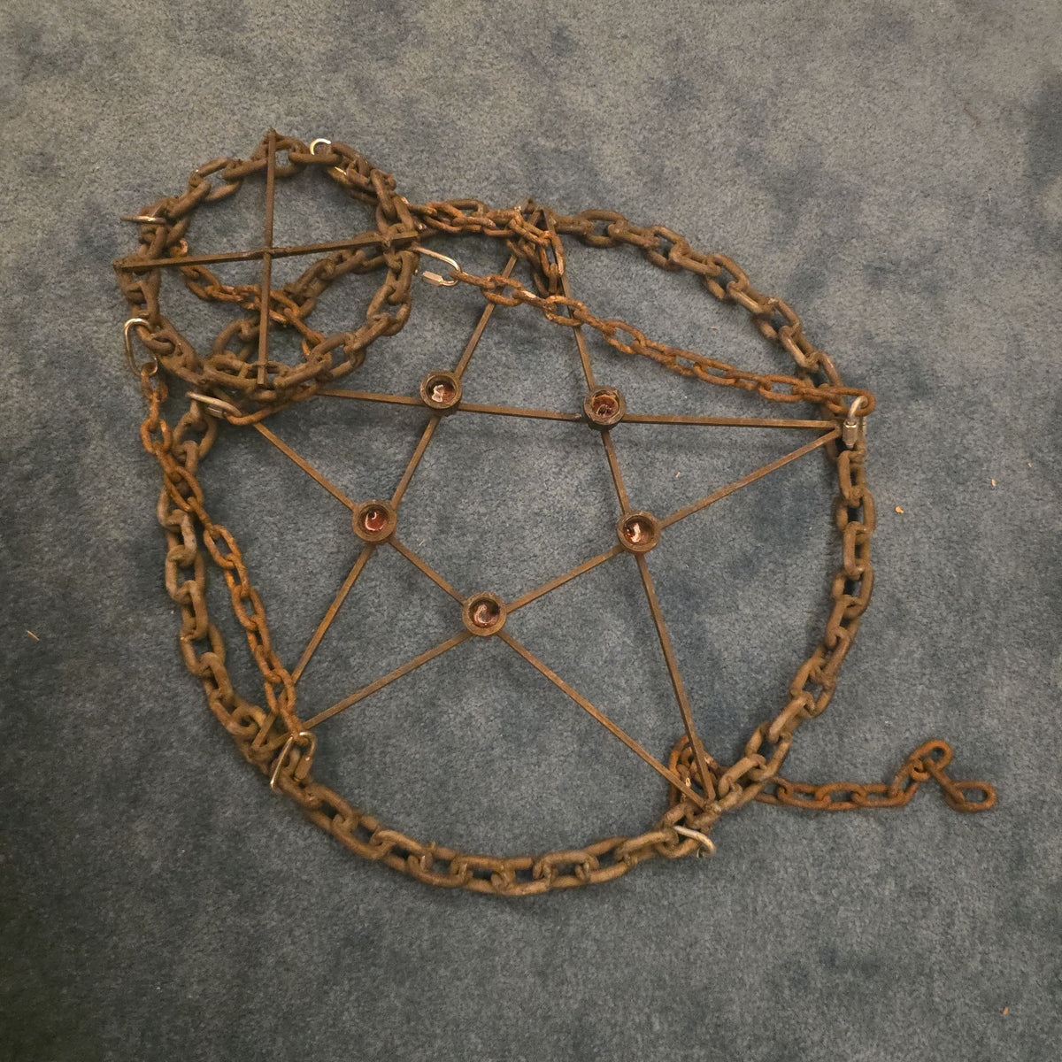 Modern Welded Chain Pentagram Hanging Candle Chandelier by Ryan Piccirillo, 2014