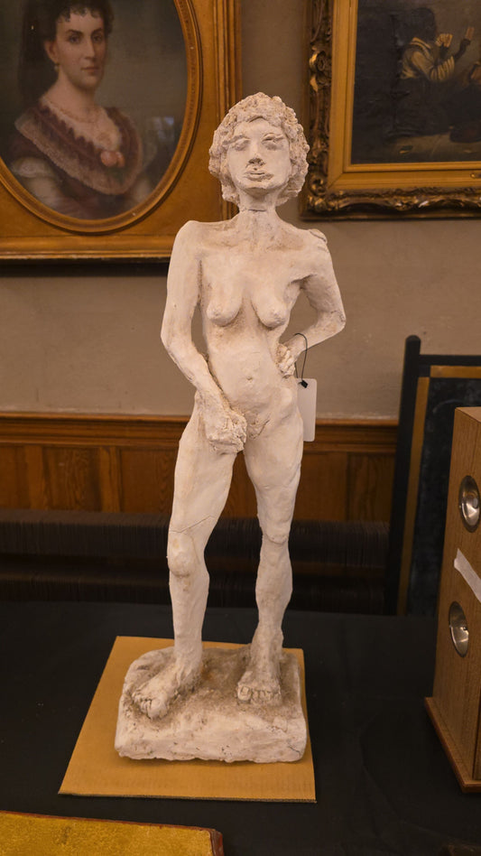 Vintage Plaster Sculpture of a Standing Female Nude