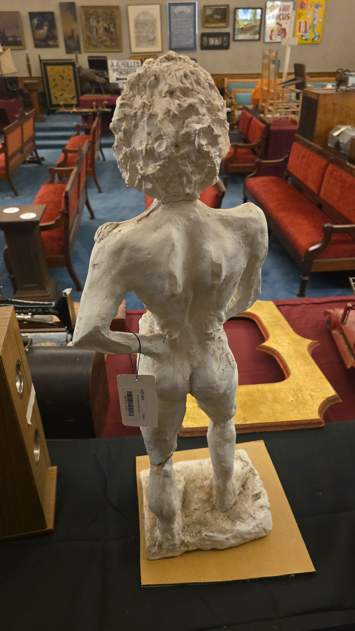 Vintage Plaster Sculpture of a Standing Female Nude