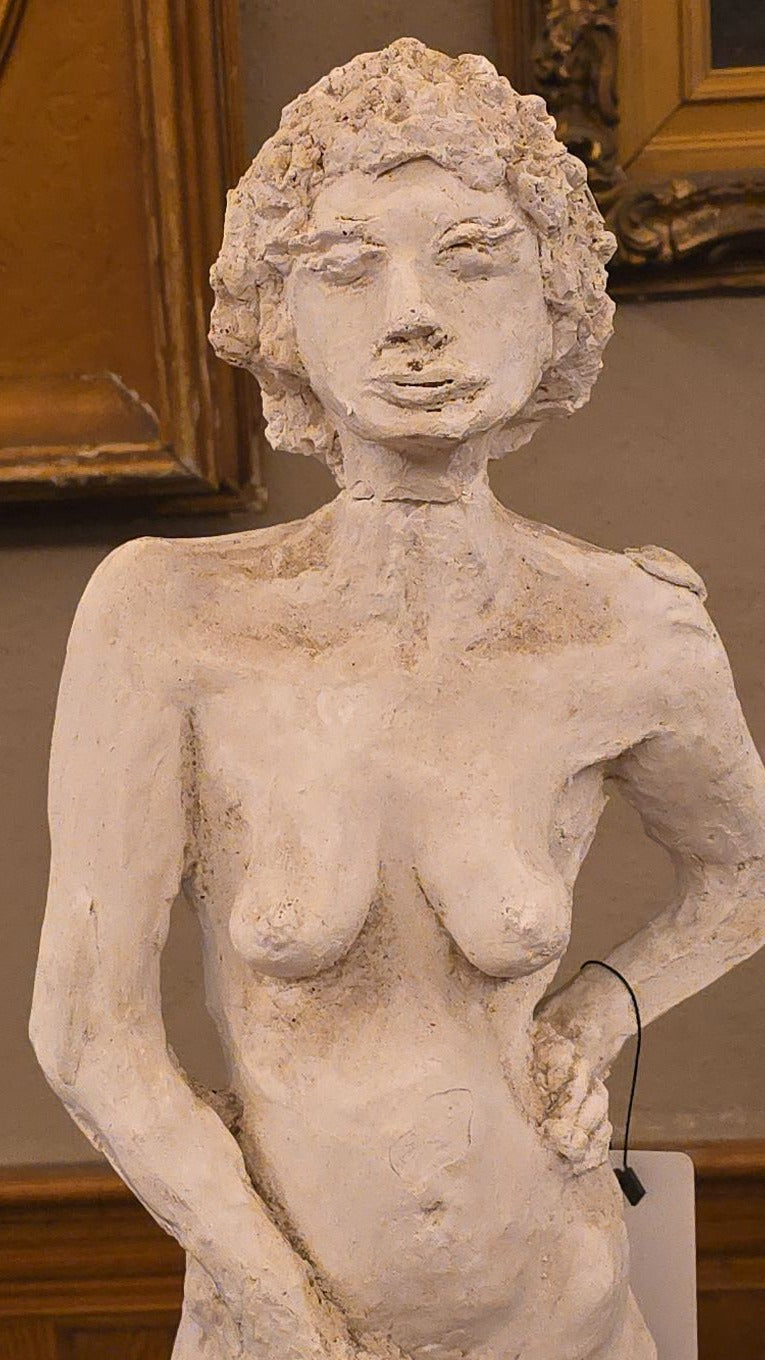 Vintage Plaster Sculpture of a Standing Female Nude