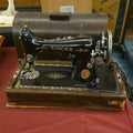 Lot 192 - Vintage Singer Electric Portable Sewing Machine in Bentwood Case, 17-1/4" L