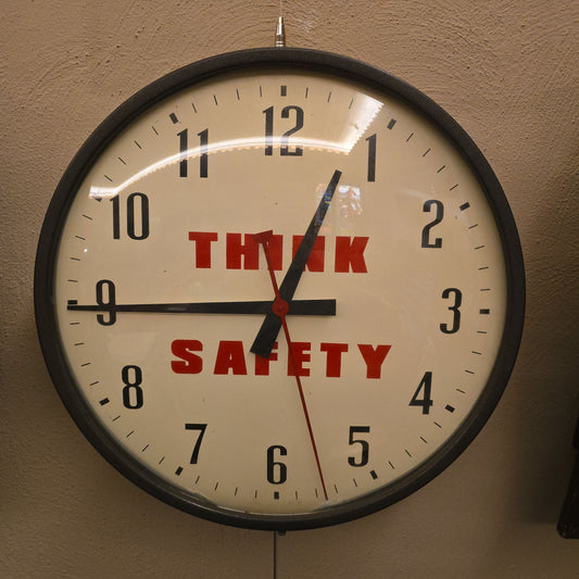 Vintage "Think Safety" Electric Wall Clock