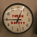 Lot 132 - Vintage "Think Safety" Electric Wall Clock, 18-3/4" L x 18-3/4" H