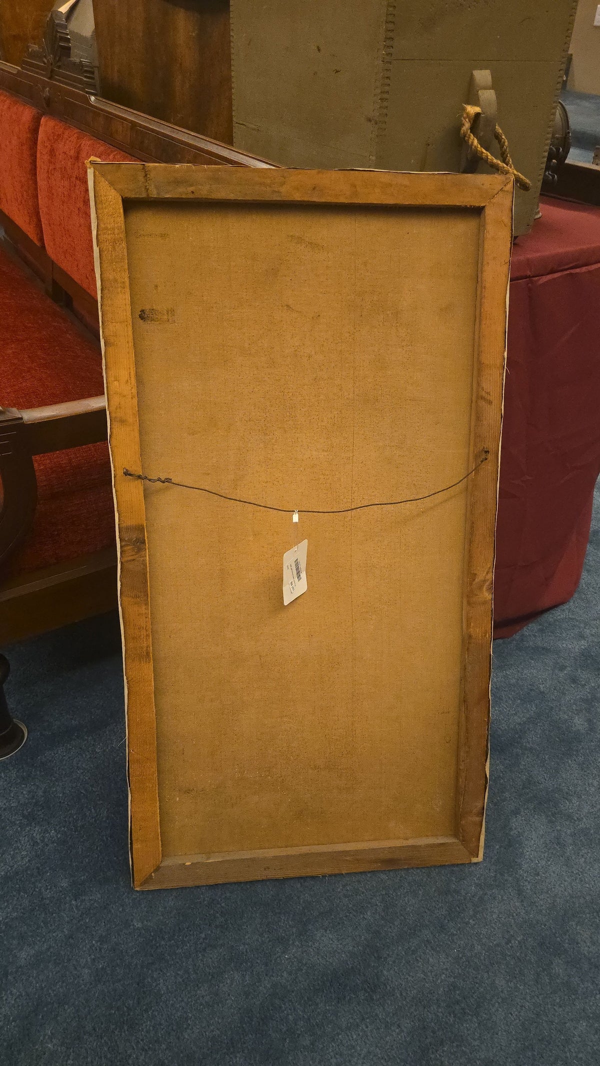 Vintage Oil Painting on Canvas, Full-Length Portrait of a Man in Suit Holding a Hat, Unsigned