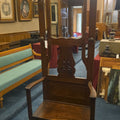 Lot 136 - Antique Oak Hall Tree with Mirror, Coat Hooks, and Lift-Seat Storage Bench, 29" L x 80" H
