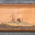 Lot 031 - Vintage Folk Art Shadow Box Ship Model of the H.N.L.M.S. Van Kinsbergen Dutch Navy Sloop, 21" L x 12-1/4" H