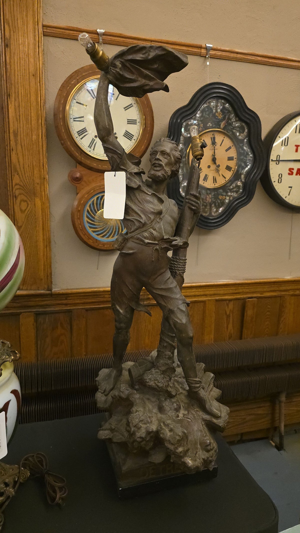 Antique "Detresse" ("Distress") Spelter Figural Sailor Lamp after Max Arthur Waagen