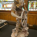 Lot 021 - Antique Spelter Statue of a Sailor at a Ship's Wheel, After Xavier Raphanel, Note Breaks and Losses, 22-1/2" H