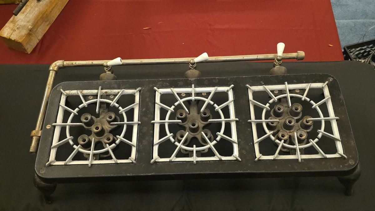 Antique Cast Iron Three-Burner Gas Stove