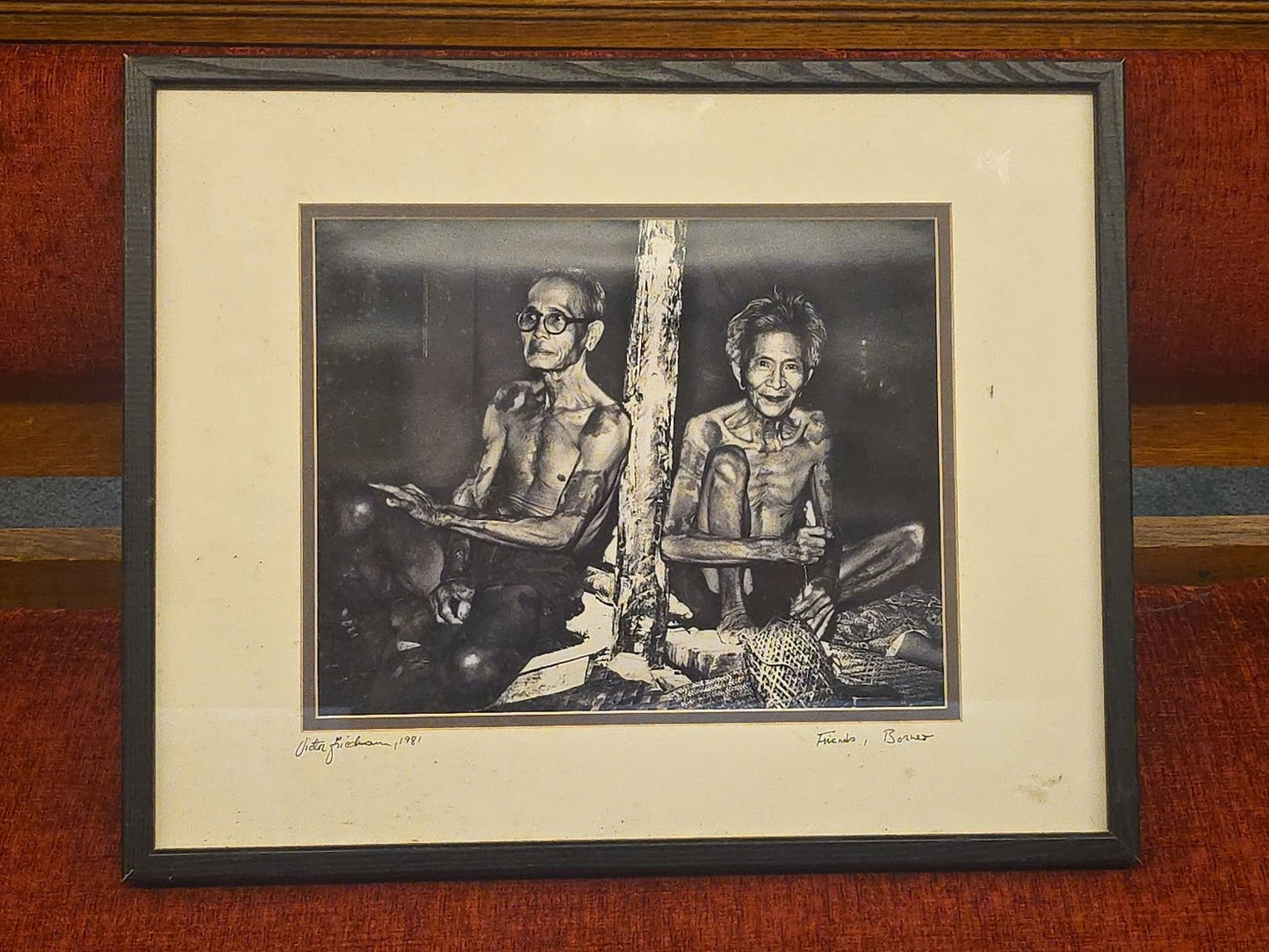 Vintage Framed Photograph "Friends, Borneo," Photographed by Victor Friedmann, 1981