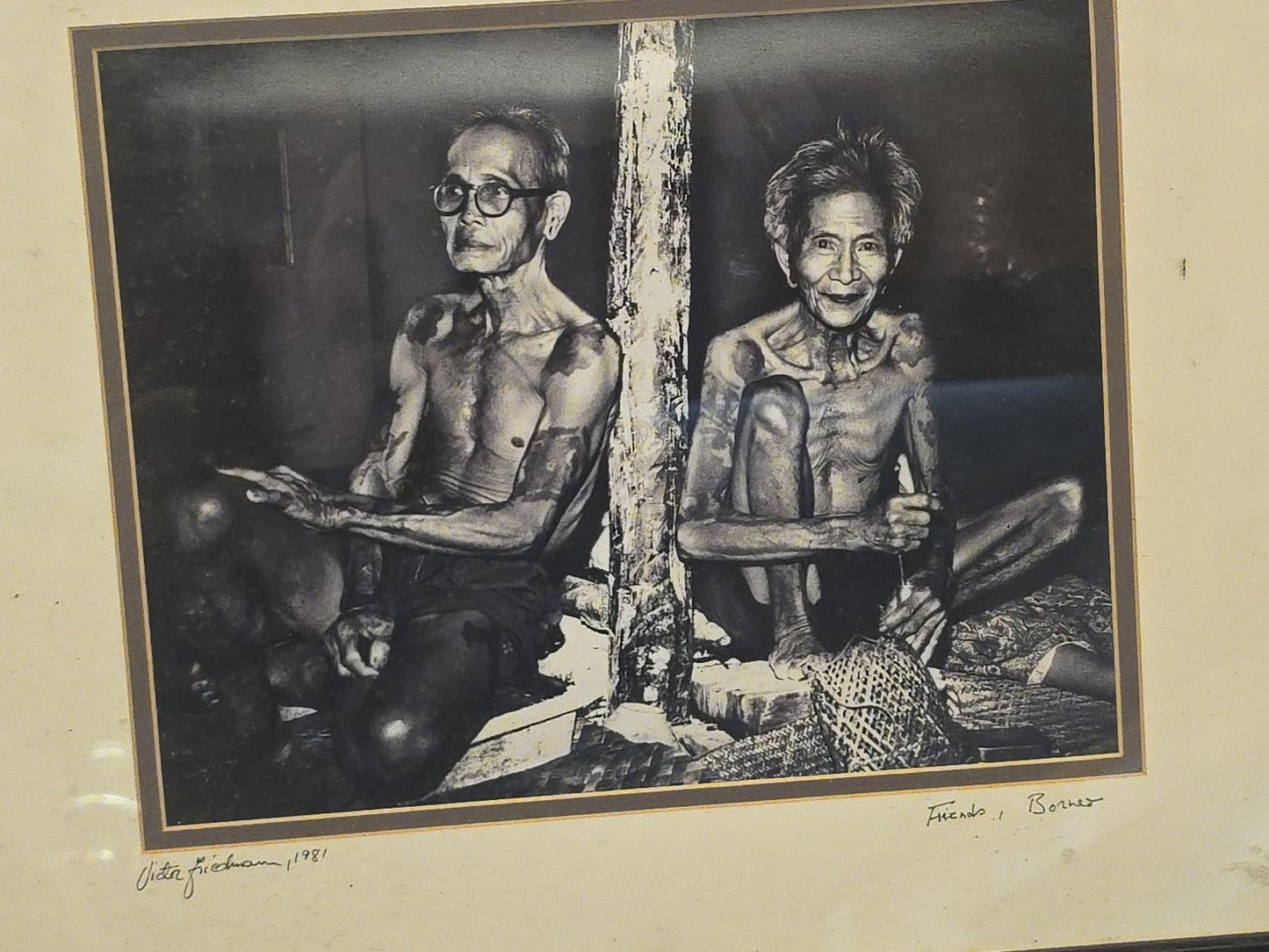 Vintage Framed Photograph "Friends, Borneo," Photographed by Victor Friedmann, 1981