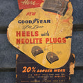 Lot 108 - Vintage Goodyear De Luxe Heels with Neolite Plugs Die-Cut Cardboard Advertising Countertop Display, 20-1/2" W x 28" H