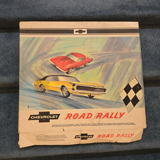 Vintage Chevrolet Road Rally Battery-Powered Slot Car Track Set, Item No. 125, 1967 Camaro and Corvette