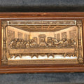 Lot 087 - Vintage Framed Last Supper Relief with Latin Inscription "Amen Dico Vobis Quia Unus Vestrum Me Traditurus Est", 29-1/4" W x 18-1/4" H