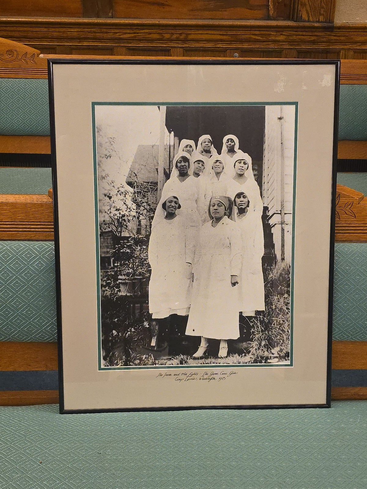 Modern Framed Photographic Print, "The Tower and Her Lights - The Green Cross Girls," Camp Lewis, Washington, 1918