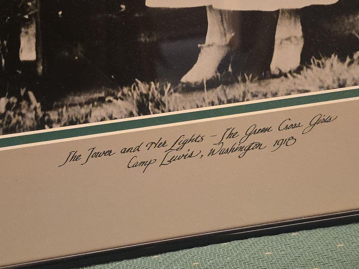 Modern Framed Photographic Print, "The Tower and Her Lights - The Green Cross Girls," Camp Lewis, Washington, 1918