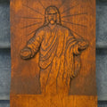 Lot 089 - Vintage Carved Wood Relief Panel of Jesus Christ, Signed J. Kozey, 1980, 19-1/4" W x 25-7/8" H