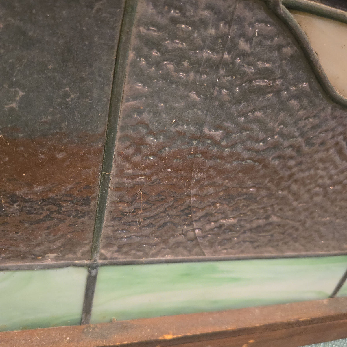 Antique Leaded Stained Glass "BEDS" Trade Sign, Reportedly from a Boston, Massachusetts Boarding House, Note Damage