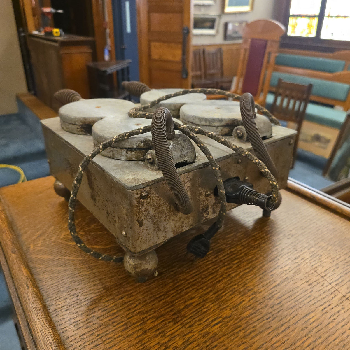 Antique Four-Station Electric Waffle Iron, Manufactured by Acme Electric Heating Co., Boston, Massachusetts