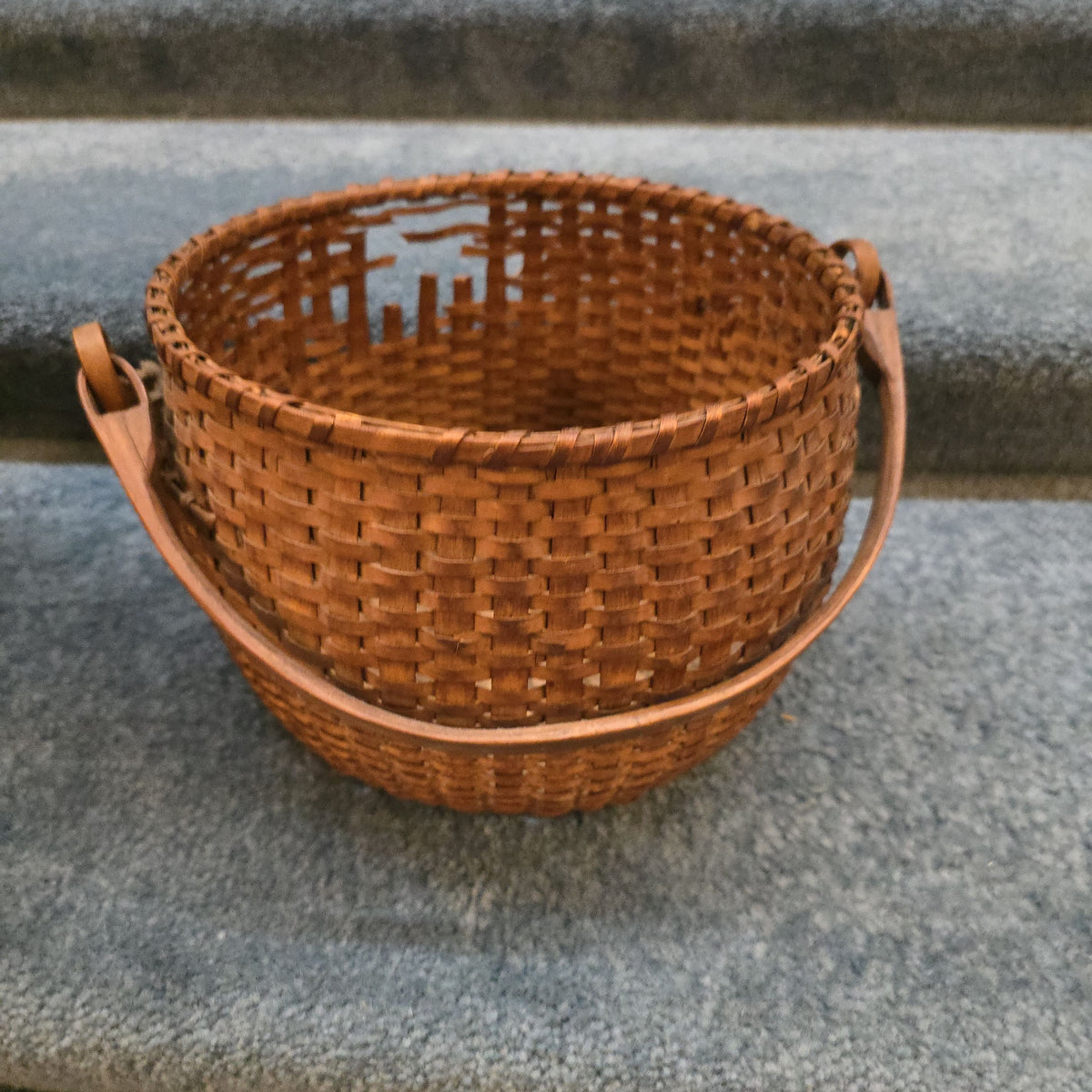 Pair of Antique Woven Splint Swing-Handle Baskets