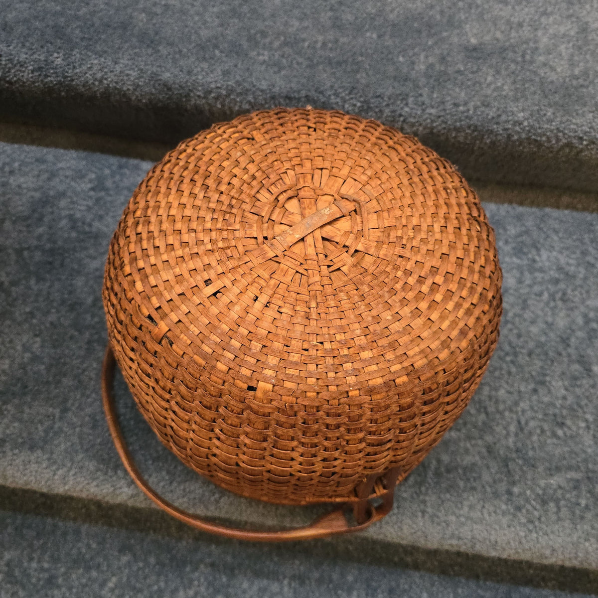 Pair of Antique Woven Splint Swing-Handle Baskets