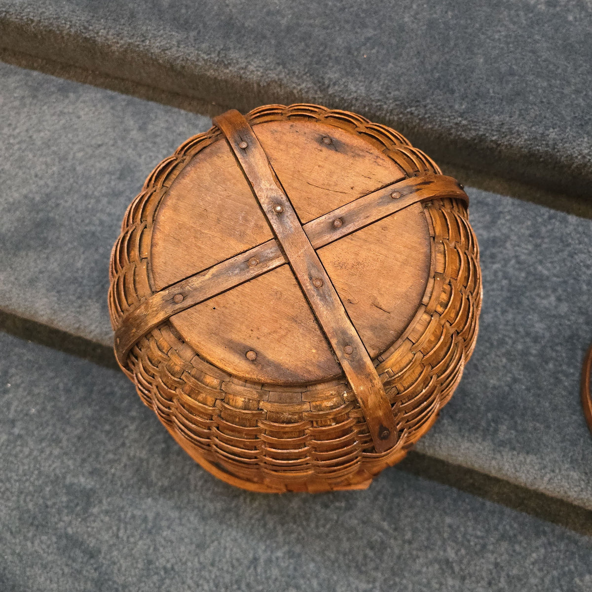 Pair of Antique Woven Splint Swing-Handle Baskets