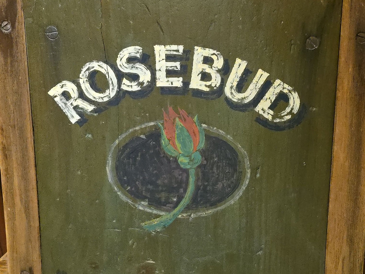 Antique Wooden Sled with Later-Applied "Rosebud" Hand-Painted Graphic
