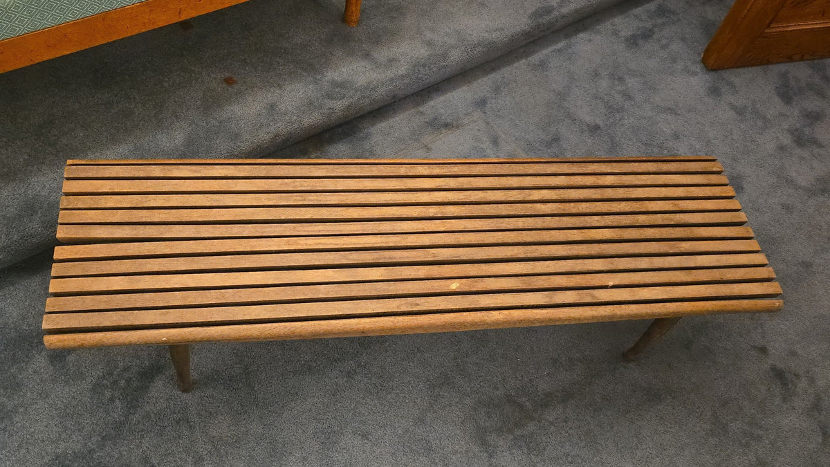 Vintage Mid-Century Modern Yugoslavian Slat Bench