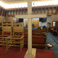 Lot 091 - Vintage White-Painted Wooden Standing Church Cross on Base, 29-7/8" L x 20-1/2" W x 55-5/8" H