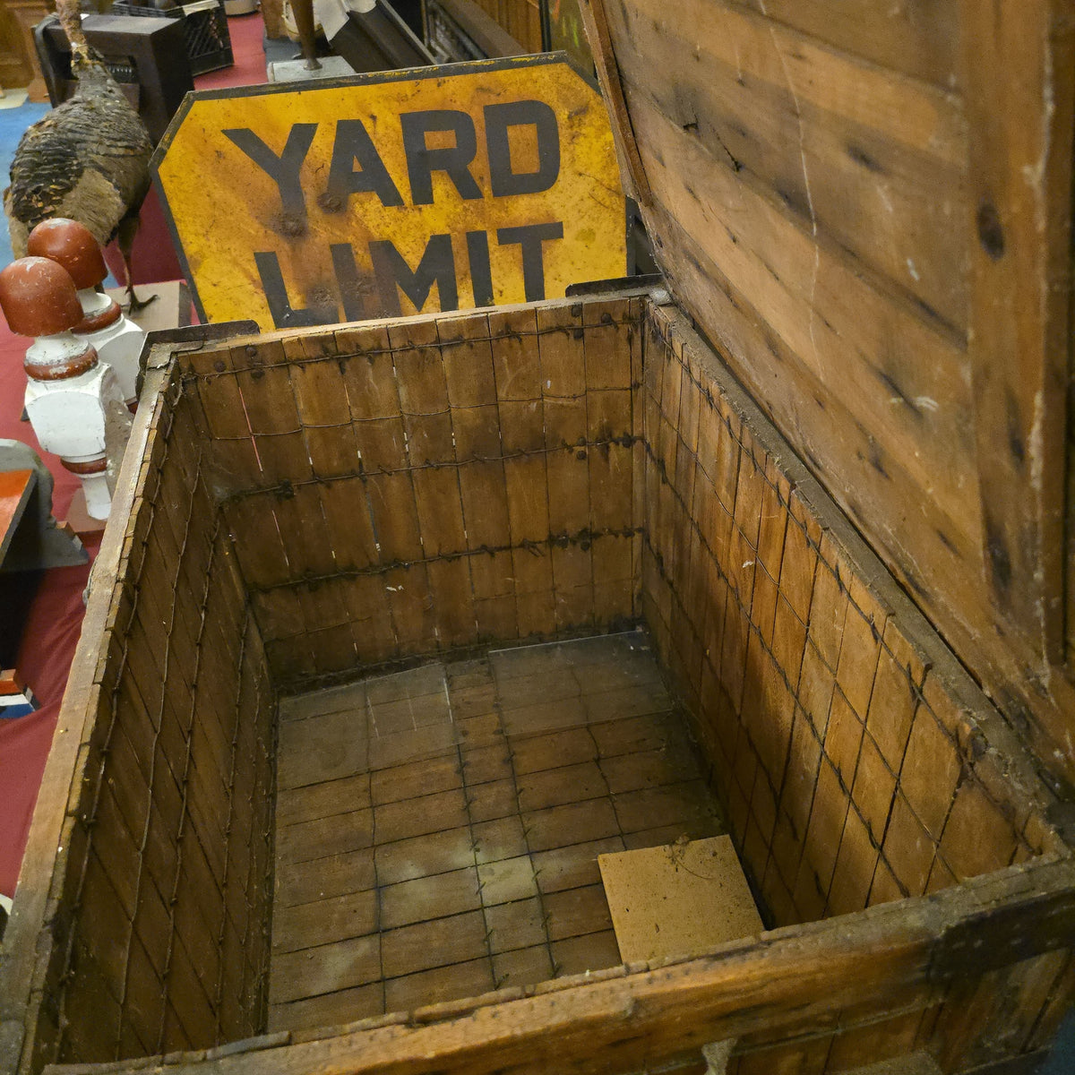 Antique First National Stores, Inc. Meat Markets Wood Shipping Crate with Anderson Manufacturer Label