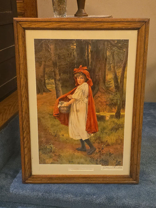 Antique "Little Red Riding Hood" Chromolithograph Print by G. Hillyard Swinstead, Hand-Signed