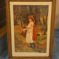 Lot 066 - Antique "Little Red Riding Hood" Chromolithograph Print by G. Hillyard Swinstead, Hand-Signed, 22-3/8" W x 30-1/2" H