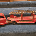 Lot 186 - Vintage Buddy L G.M.C. Extension Ladder Trailer Fire Truck Pressed Steel Toy, 27-1/2" L