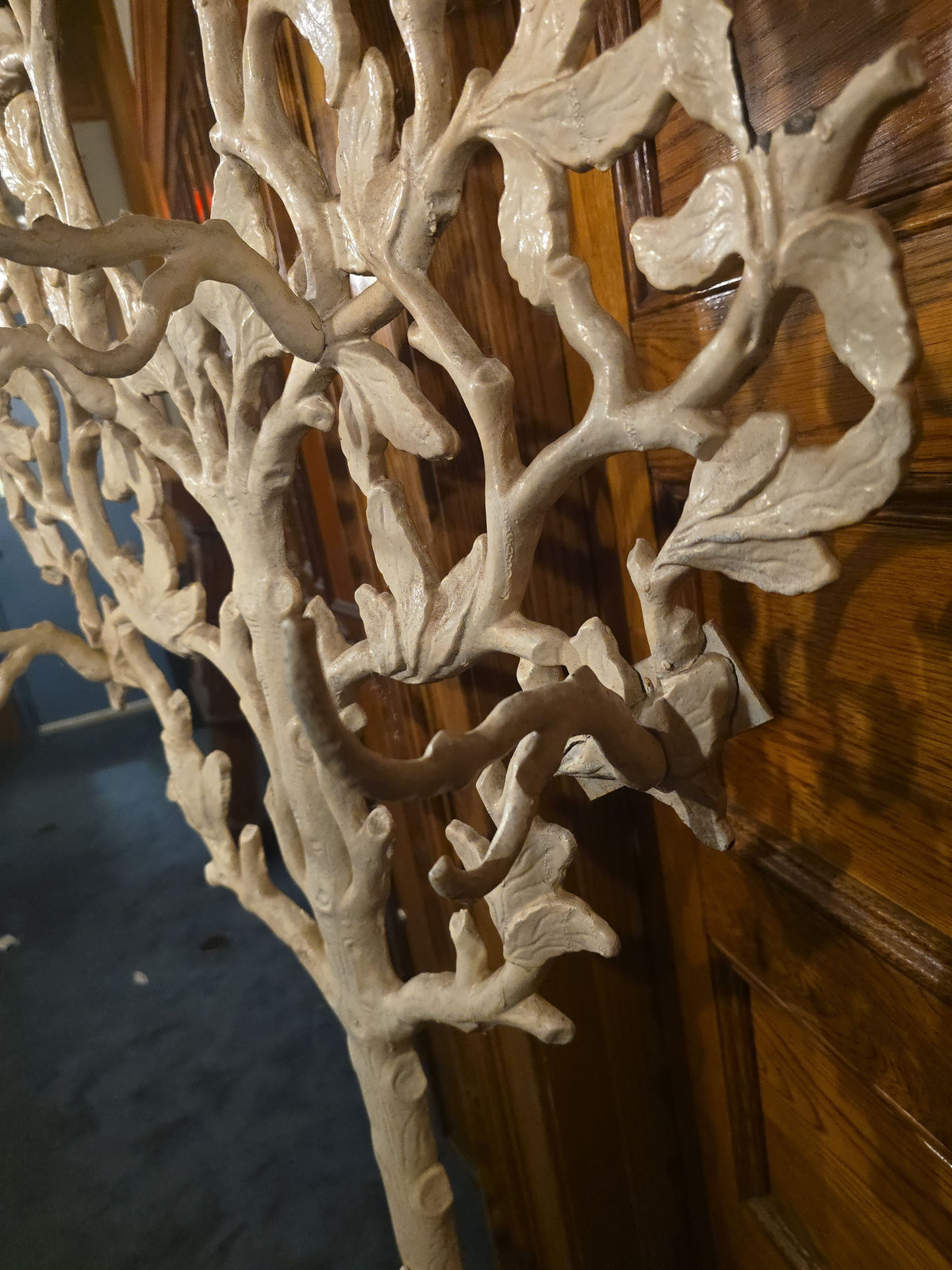 Antique Cast Iron Tree-Form Hall Tree and Umbrella Stand, Patented November 13, 1858, with Removable Drip Tray, Note Damage