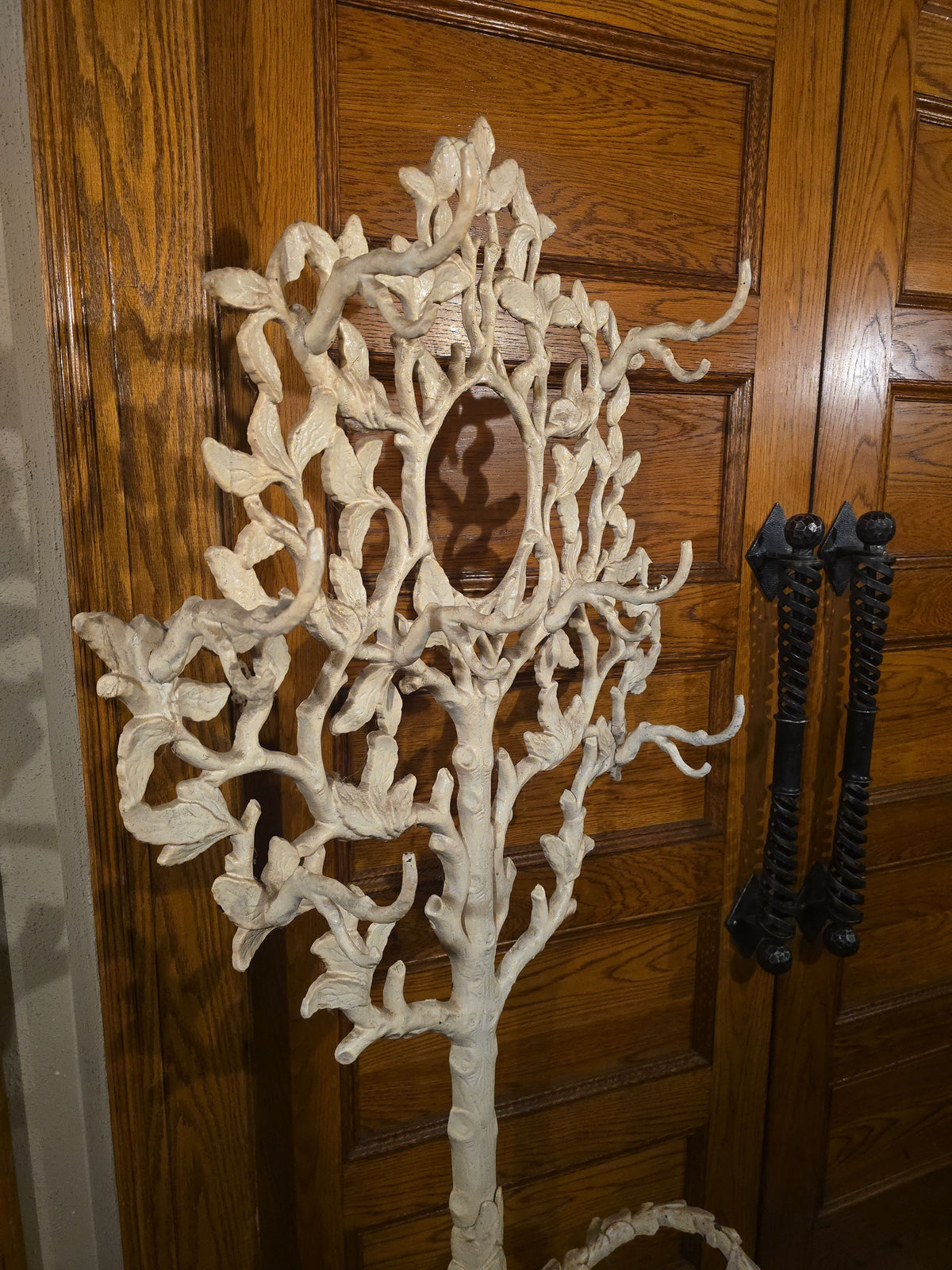 Antique Cast Iron Tree-Form Hall Tree and Umbrella Stand, Patented November 13, 1858, with Removable Drip Tray, Note Damage
