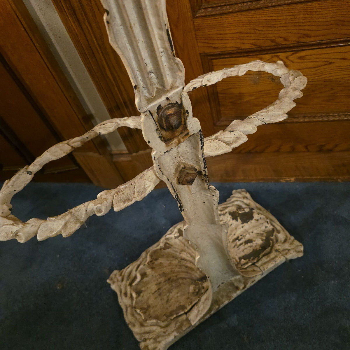 Antique Cast Iron Tree-Form Hall Tree and Umbrella Stand, Patented November 13, 1858, with Removable Drip Tray, Note Damage