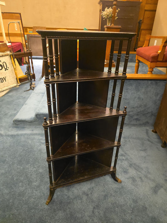 Antique Five-Tier Corner Etagere with Turned Spindle Supports