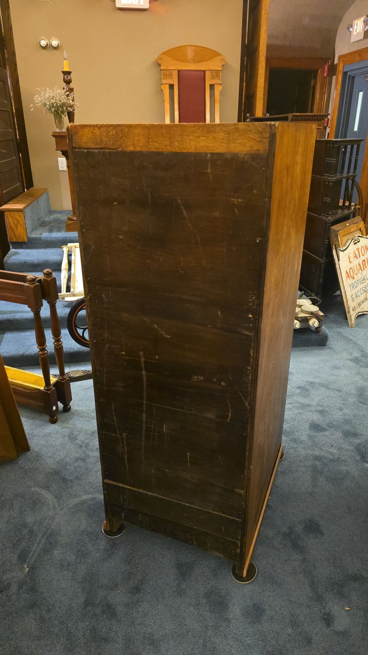 Antique Oak Four-Drawer Filing Cabinet