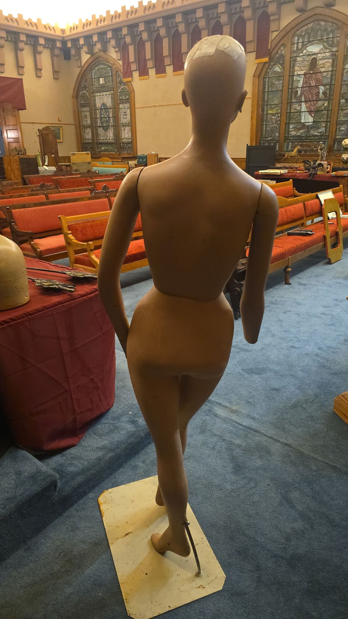 Vintage Full-Body Female Display Mannequin on Metal Base